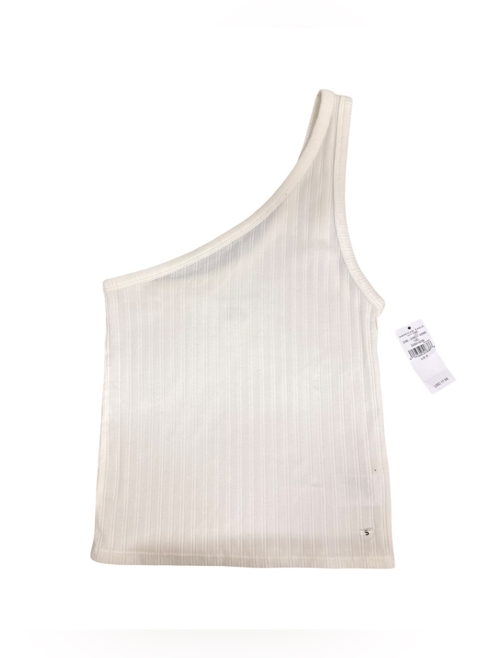 American Eagle Outfitters One-Shoulder Ribbed Tank Top - White
